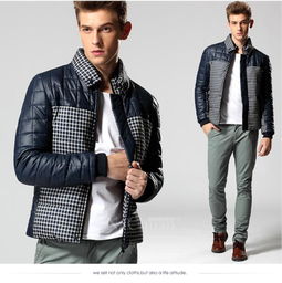 納川男裝秋冬新款保暖撞色棉服 韓版修身拉鏈時尚格子棉衣外套，重塑男士秋冬風尚