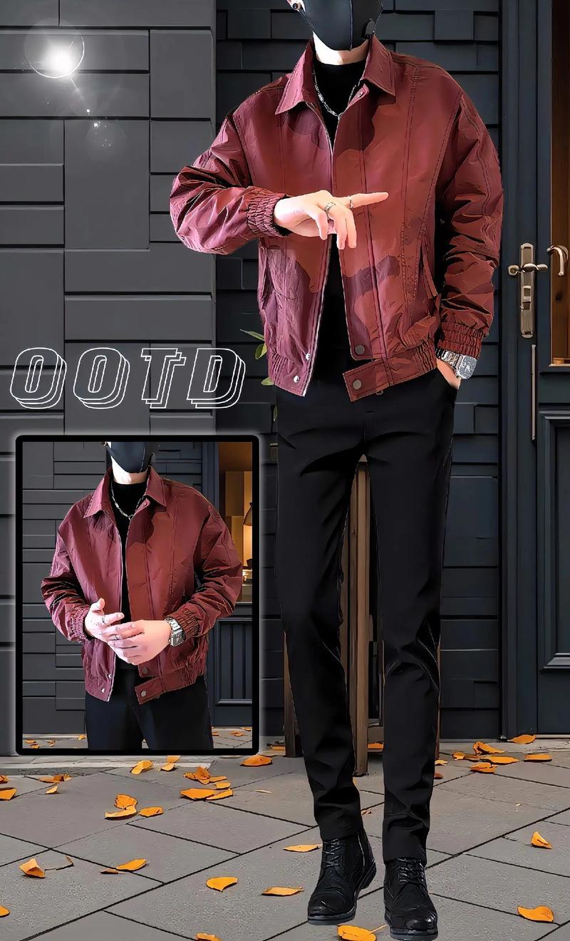 潮男新風尚 2024春秋季痞帥純色夾克，演繹高級感百搭哲學